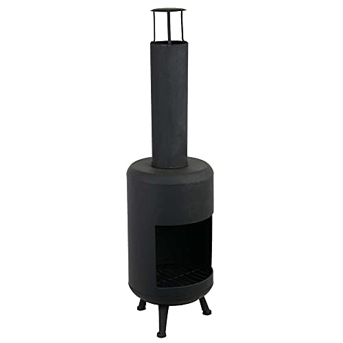 RM Diseño de chimenea de jardín de metal en negro 105 cm Alto/chimenea como hoguera o cesta para el jardín