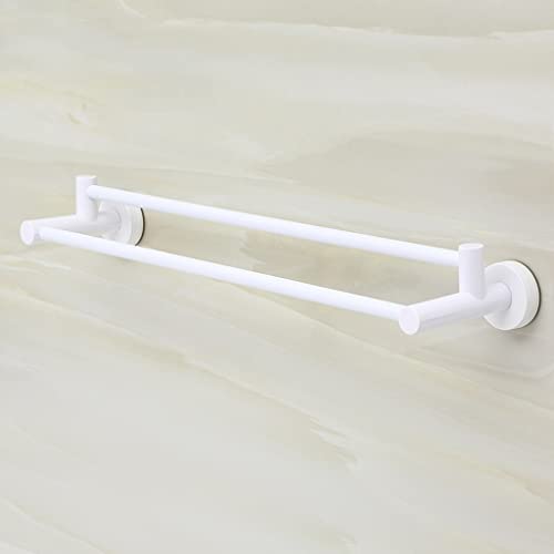 Porte-serviettes à double tige blanche à ventouse pour la salle de bains moderne - 2