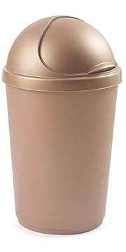 VR7 50L GOLD Kitchen Bullet Bin, Rubbish Bin with Large Opening Flap, Plastic Bin, Ideal Dustbin for Home, Bedroom, and Office Use, Plastic Kitchen Bin, Waste paper Bin, Indoor Trash Basket