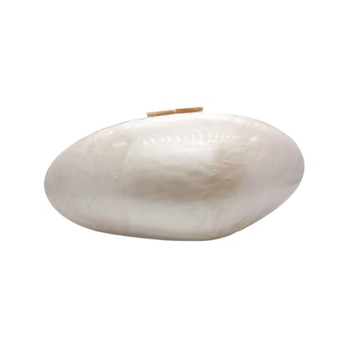 PENGZHI Women Oval Acrylic Evening Clutch Bag Ladies Marble Purses and Handbags Pearl Acrylic Shoulder Bag for Wedding Party, Beige