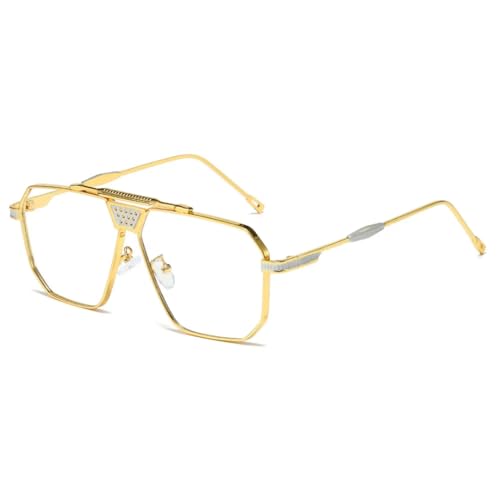 Lunettes de soleil de luxe rétro punk en métal à grand cadre avec protection Uv400
