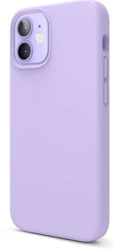 Custodia liquido compatibile con iPhone 12 Mini 5.4 cover di alta qualità struttura a 3 strati con rivestimento interno silicone microfibra nero lilla