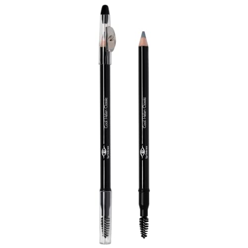 Eye Embrace Cool Helen Classic: Light Gray Wooden Eyebrow Pencil – Waterproof, Double-Ended Pencil With Sharpener & Spoolie Brush, Cruelty-Free #TOP1