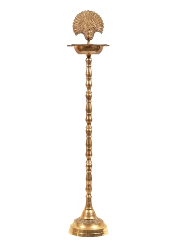 Exotic India Standing Large Size Brass Oil Deepak Diya Deepam
