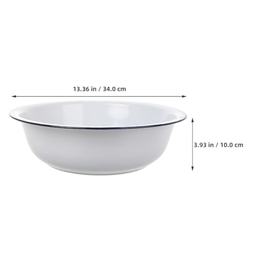 Tazón Esmaltado Grande Blanco Vintage 34 cm miniatura 2