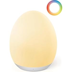 JolyWell Night Light for Kids, Baby Egg Light with 7 Colors Changing Mode & Stepless Dimming, Nursery Night Lamp BPA Free,Rechargeable Egg Night Light for Breastfeeding 1h Timer & Touch Control