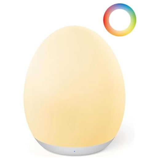 JolyWell Night Light for Kids, Egg Light for Nursery with 7 RGB Colors Changeable & Stepless Dimming, Rechargeable Tap Light with 1h Timer & Touch Control, Portable Night Light for Babies BPA Free