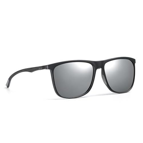 Image of Carbon Fiber Polarized Sunglasses for Men Women, Retro Square Frame, UV400 Protection HD Lens, Driving Fishing Sports