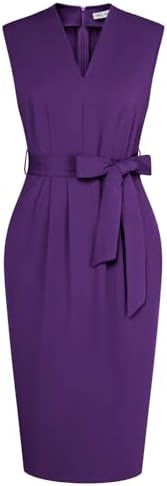 GRACE KARIN Women's Business Dresses Sleeveless V Neck Bodycon Sheath Dress Zipper Up Office Work Dress with Pockets