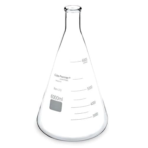 Cole-Parmer Laboratory Glass Erlenmeyer Flask, 6000 mL