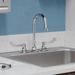 8" Centerset w/Concealed Deck Faucet w/ 5" Gooseneck Spout 4" Wristblade Haes (Chrome)