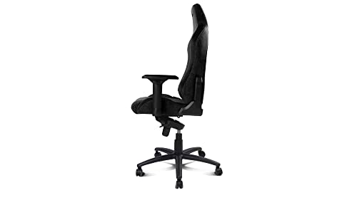 Chair -DR275NIGHT- Sedia da gioco professionale, materiale tessuto con finitura velluto, braccioli regolabili 4D, pistone classe 4, girevole, meccanismo a rana, nero/grigio - Sedia gaming - Immagine 4