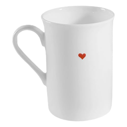 Mikikit Tazza da Caffè in Porcellana 290 Ml Cuore Rosso Tazza da Tè e Cacao in Ceramica Set Coppia per Colazione e Pausa in Casa