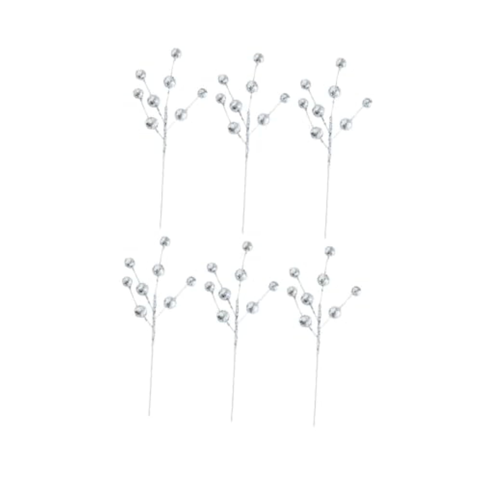 6Pcs Berry Picks Berry Stems Fillers Artificial Holly Berries Silver Floral Decor