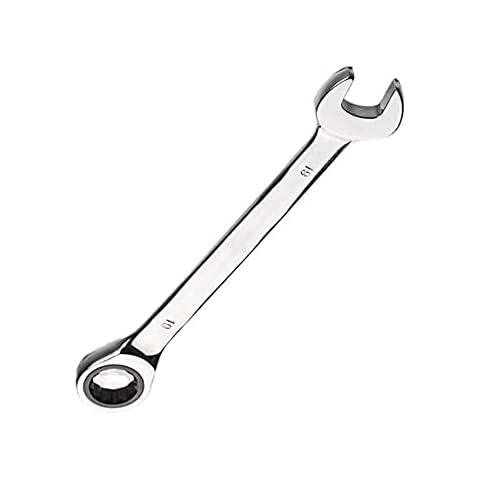 19 mm Ratchet Spanner Fixed Head, Combination Wrench, Polished CR-V Chrome Vanadium Steel Metric Spanner, 72-Tooth, Box and Open End Ring Ratcheting Spanner Tool for Home Bicycle Cover