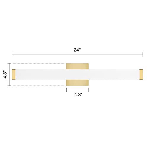 Image of Bathroom Vanity Light Brushed Nickel Square LED 24 inch 14W 4000K Natural White Light Wall Bar Lighting Fixtures Over Mirror (Metal Brass, 24in)