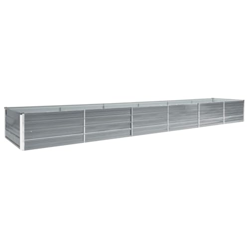 vidaXL Hochbeet Pflanzkübel Pflanzbeet Gemüsebeet Gartenbeet Frühbeet Blumenkasten Pflanzkasten Garten Verzinkter Stahl 480x80x45cm Grau