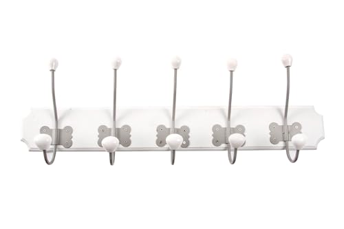 LEKE GO Perchero de Pared Blanca de Madera con 10 Colgadores de 21x60 cm (10 colgadores)