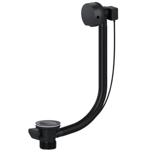 Hulthor Pop-Up Bath Waste and Overflow Kit Matte Black - Easy-Install Click Clack Combination Drain Bath Plug Replacement