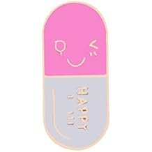 Metal Enamel Brooch Pin, Cute Happy Capsule Shape with Smiling Face, for Doctors & Nurses