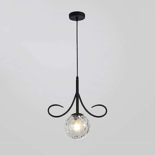Lámpara colgante de metal moderna con pantalla de vidrio transparente regulable de 1 luz