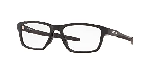 Oakley Men's Ox8153 Metalink Rectangular Prescription Eyeglass Frames, Satin Black on Black/Demo Lens, 55 mm