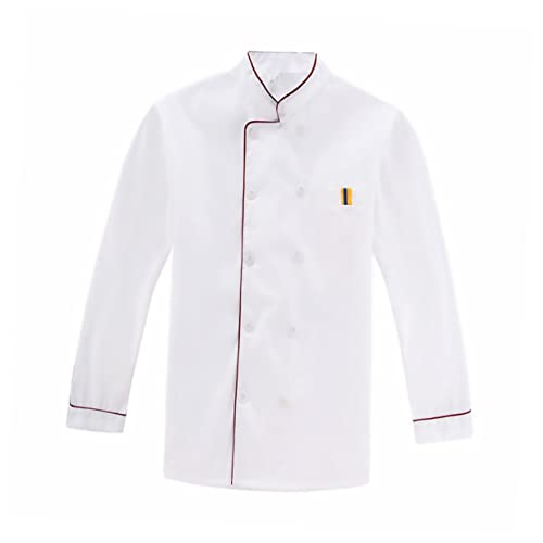 LIFKOME Chaqueta De Chef Manga Larga Roja Resistentes Salpicaduras para Cocina Restaurante Bar Hotel Unisex Transpirable y Fácil De Lavar Talla