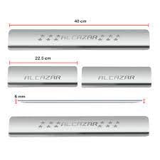Image of AC Door Sill /Foot Step Stainless Steel Scuff Plate Plates Compatible with Hyundai Alcazar (Set of 4 Pcs)