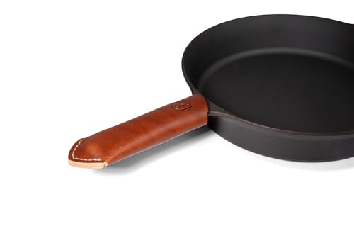 Field Company Brown Leather Handle Cover - USA Made Vegetable-Tanned Heat Protection for Field Company Cast Iron Skillets