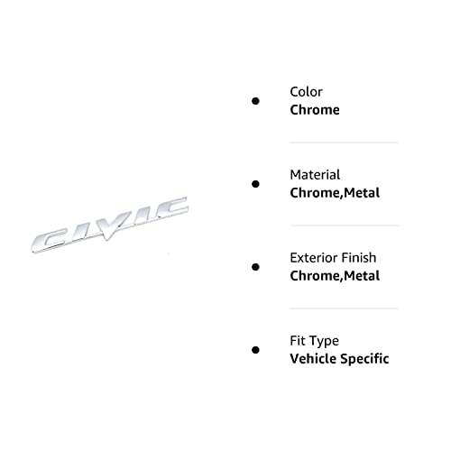 Gappore 1 X 3D Rear Tail Letter Emblem Replacement For Civic 2006-2011 (Chrome) As-111 #TOP4
