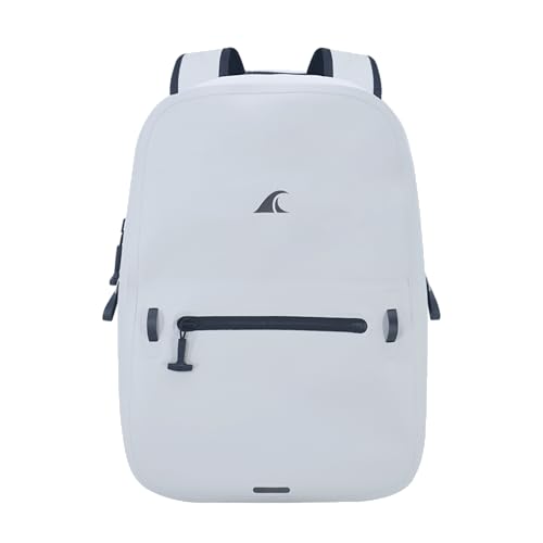 Breakwater Supply™ Fogland Lite Small Waterproof IP68 Submersible Backpack | Laptop Sleeve & Airtight Zippers for Outdoors, Surfing, Kayaking, Hiking, Cycling, Unisex TPU Dry Bag (Fog White, 15L)