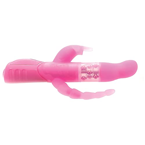 Adam & Eve Eve’s Triple Pleasure Rabbit Vibrator, Pink | 10” Long, 5” Insertable X 1” Wide | Waterproof Silicone G Spot Vibrator, Clitoral Stimulator And Butt Plug In One | Multiple Vibration Modes And Speeds #TOP5