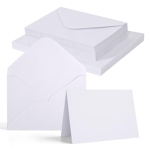 Lot de 60 cartes pliantes vierges avec enveloppes, 60 cartes pliantes vierges avec 60 enveloppes, cartes pliantes blanches pour cartes de mariage, invitations,...