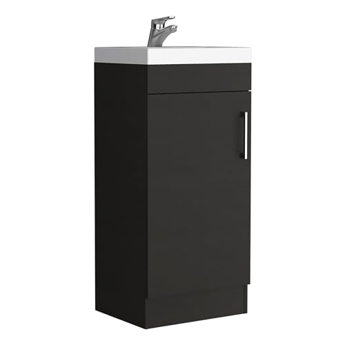 Tuhome Madrid Bathroom Vanity Sink, Metal Handle, Single Door Cabinet -Black