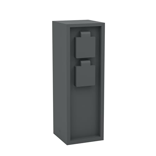 EGLO Colonne de prises Park 5, prise de distribution pour câble souterrain, prise de jardin, distributeur de courant avec 2 prises, aluminium en anthracite, IP54