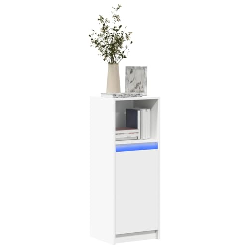 UTSRABFA LED-Sideboard Weiß kommoden kleiderschrank for Büro Wohnzimmer 38x34x100 cm Holzwerkstoff UTSRABFA LED-Sideboard Weiß kommoden kleiderschrank for Büro Wohnzimmer 38x34x100 cm Holzwerkstoff