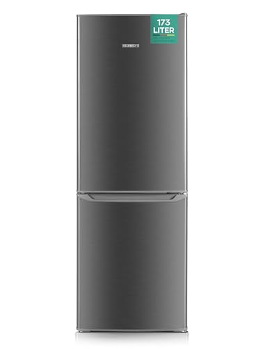 HEINRICHS Kühlgefrierkombination 173L Gesamtvolumen, 121L Kühlvolumen, 52L Gefriervolumen, LED Beleuchtung,Türanschlag wechselbar, leise 40dB, große Tiefkühlboxen, 7Temperaturstufen,Heinrich´s(inox)