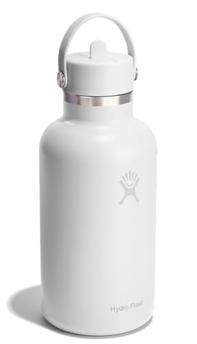 Image of Hydro Flask Water Bottle - Insulated Stainless Steel - Wide Straw Lid, Non Spill, Leakproof in 64 Oz Tonal White