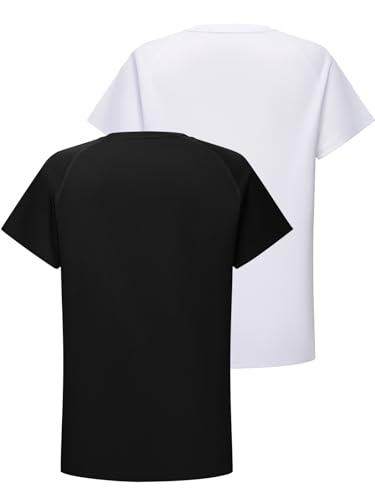 Image of DEVOROPA Youth Boys Compression Shirt Long /Short Sleeve Football Baseball Undershirt Quick Dry Kids Sports Baselayer Crewneck