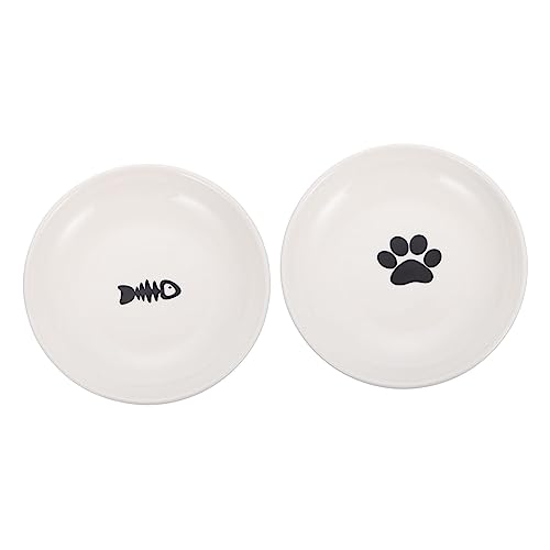 BESPORTBLE 2 Piezas tazón de cerámica para Mascotas Soporte para Cuenco de Comida para Gatos Gato Rompecabezas Gatito Pet Feeder Cat Feeder Plato de Comida para Gatos Platos para Gatos