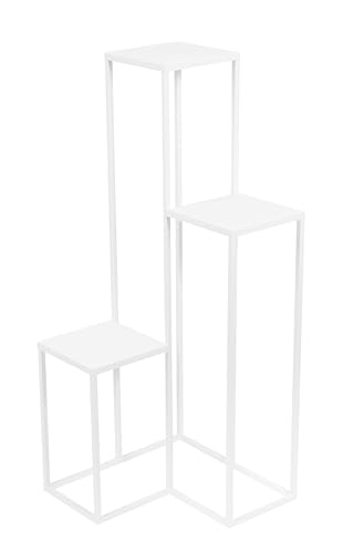 FRAMADO - Supporto per piante a gabbia a 3 livelli in metallo Bianco - Elle Metal - 40x40x95cm - Portafiori per interni - Tavolo decorativo - Portapiante - Accessorio per il soggiorno
