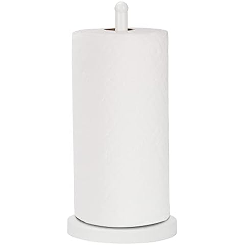 E-ROOM TREND Paper Towel Holder Heavy Weighted Base Sturdy Metal Paper Towel Dispenser Kitchen Steady Bathroom Towel Roll Stand Organizer Paper Roll Holder for Countertop Cabinet Matte White(A075) Cover