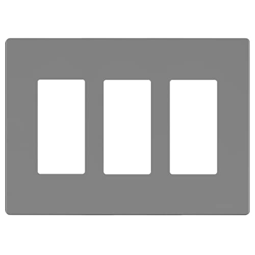 Image of LIDER Decorator Switch Cover, Screwless Wall Plate, Mid-Size 3-Gang 4.88 inch x 6.77 inch, LSWP-33M-GY, UL Listed, Thermoplastic, Matte Gray, 1-Pack