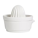 LOLIPPYY Manueller Keramik Fruchtentsafter Weiß Leichter Arbeitssparender Zitronen und Orangenpresse für Küche mit Fruchtrestfilter Effizient und Sicher