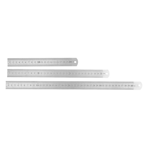 BESTOYARD Règle en Acier Inoxydable pour Dessin d'ingénierie 3Pcs 20cm 30cm 40cm