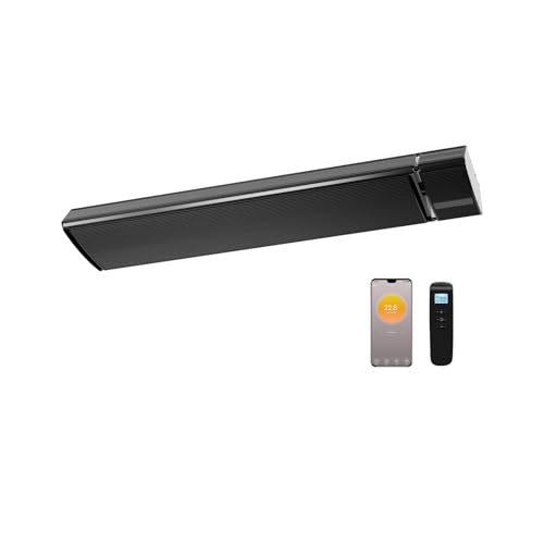 Infrarot Heizstrahler, Infrarotstrahler 1500 Watt, Infrarotheizung mit Thermostat, Elektroheizung mit WiFi App Steuerung Fernbedienung, Infrarotheizstrahler Wand- & Deckenmontage, Terrasse & Garten