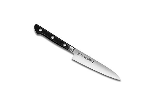 藤次郎 ペティナイフ 120mm 日本 コバルト合金鋼 両刃 皮むき・飾り切・小細工などに適した小型万能包丁 DPコバルト合金鋼割込 口金付 F-801 シルバー/ブラック