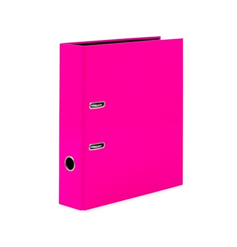 HERMA Ordner A4 Neon Pink, 7 cm breit, Kinder Ringordner, einfarbiger Aktenordner in leuchtender Neon Farbe für Jungen und Mädchen