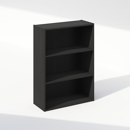 Image of Furinno Simple Book Shelf, 3-Tier Bookshelf, Storage Shelves Bookcase, 9.7 x 23.7 x 31.5, for Living Room, Bedroom, Home Office, Americano