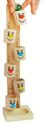 LB Sales Beautiful Wooden Marble Slider Tree Ball Run Track with 6 Tilting Buckets Toy Family Fun Game